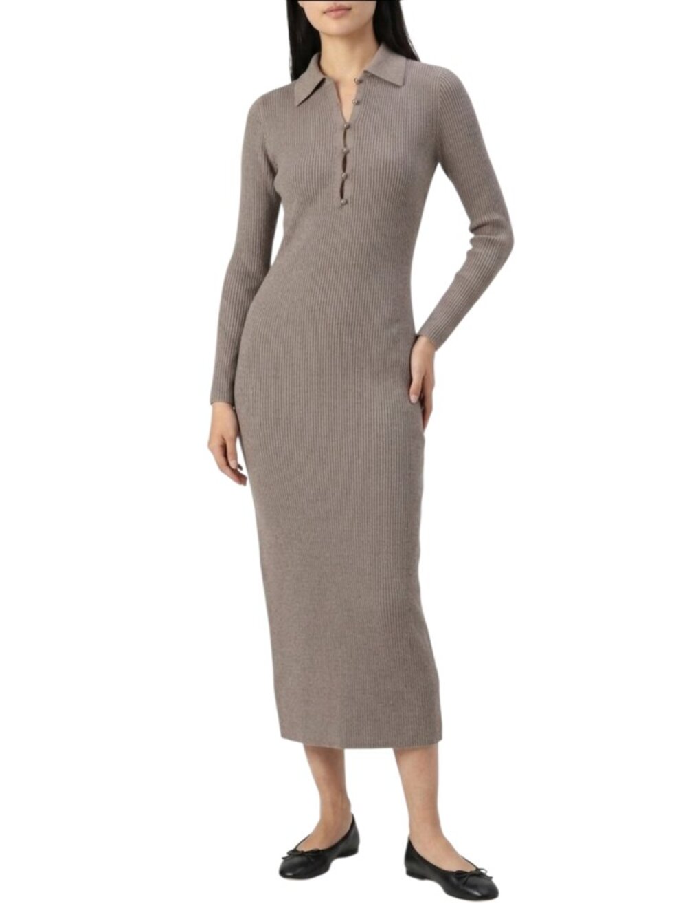 Abercrombie & Fitch Long Sweater Dress Neutral Taupe XS